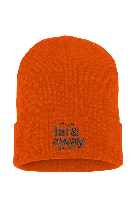 Far & Away, Maine Branded, Blaze Orange, Knit Logo