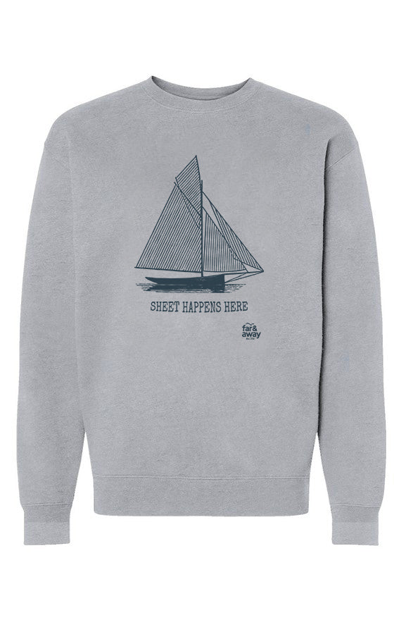 Sheet Happens Here, Crewneck Sweatshirt 
